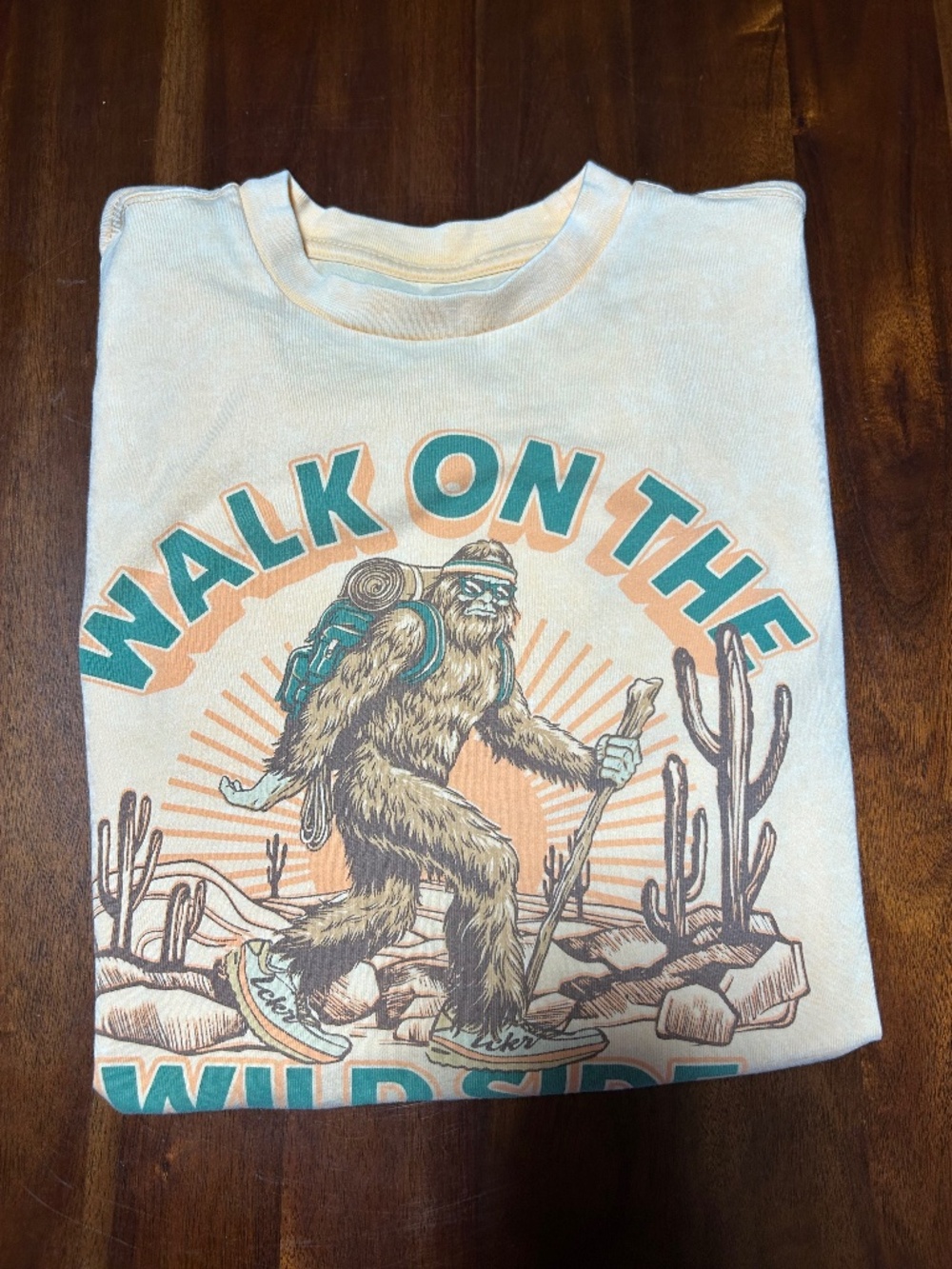 Retro Bigfoot Graphic Tee Kids XL Walk On The Wild Side Sasquatch T-Shirt